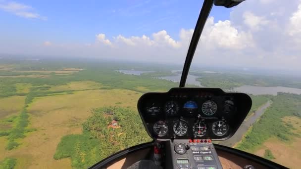 Helicopter View Robinson R44 Flight — Stock Video