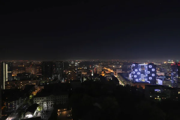 Vista Notturna Della Città Dall Alto — Foto Stock