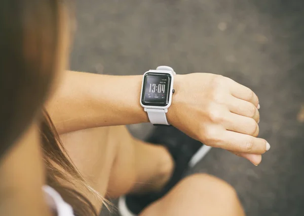 Smart watch on the woman\'s hand
