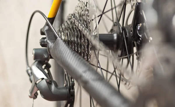 Engrenagens Bicicleta Cassete Corrente Bicicleta Estrada — Fotografia de Stock