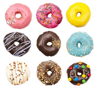 Çok lezzetli Donuts havada uçan