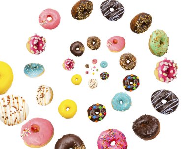 Çok lezzetli Donuts havada uçan