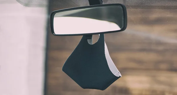 Face Mask Hanging Rearview Mirror Car — Stock Photo, Image