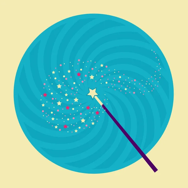 Magic Wand Illustration Vector Rótulo Branco Para Texto —  Vetores de Stock