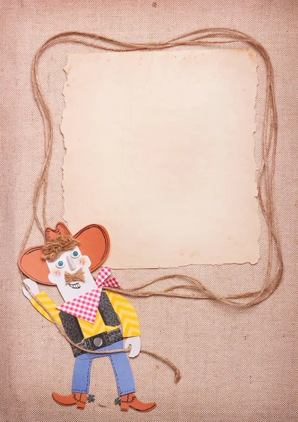 Cowboy Américain Chapeau Western Sauvage Avec Fond Lasso Papier Pour — Photo