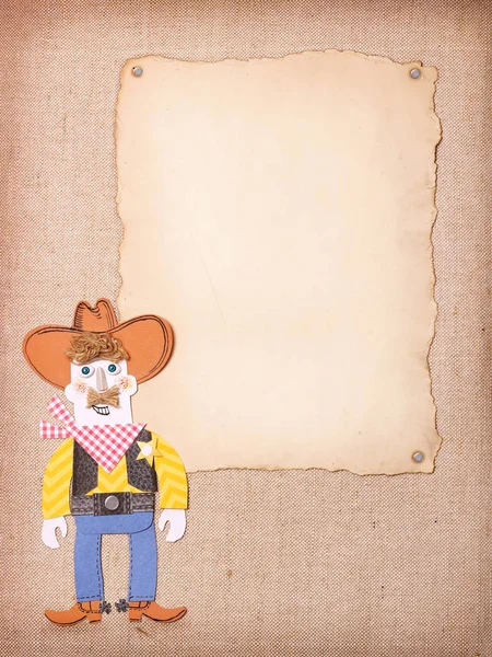 Amerikaanse Cowboy Het Wilde Westen Hoed Laarzen Oud Papier Achtergrond — Stockfoto