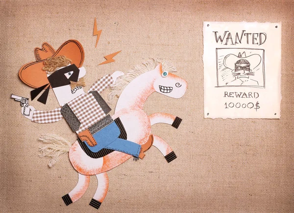 Texas Bandito Maschera Nera Vestiti Cowboy Guidare Horse Paper Applicazione — Foto Stock