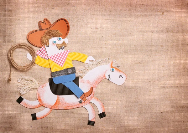 Cowboy Americano Chapéu Selvagem Americano Oeste Com Laço Cowboy Monta — Fotografia de Stock