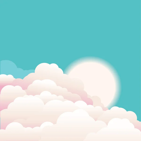 Ciel Bleu Avec Des Nuages Magnifiques Lever Soleil Image Vectorielle — Image vectorielle