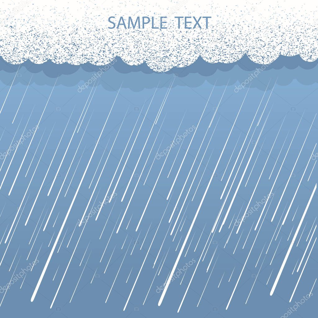 Rain background for text.Vector image with dark clouds in wet day