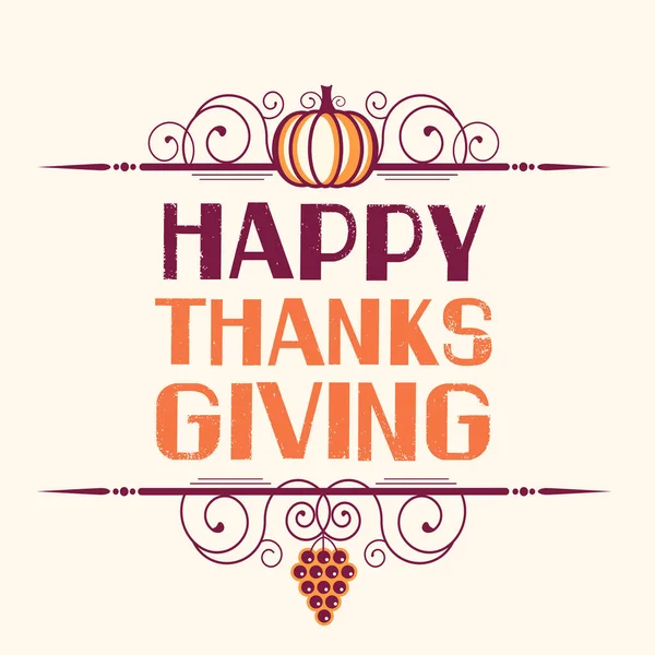 Feliz Thanksgiving Tipografía Tipografía Cartel Con Decoration Vector Tarjeta Ilustración — Vector de stock