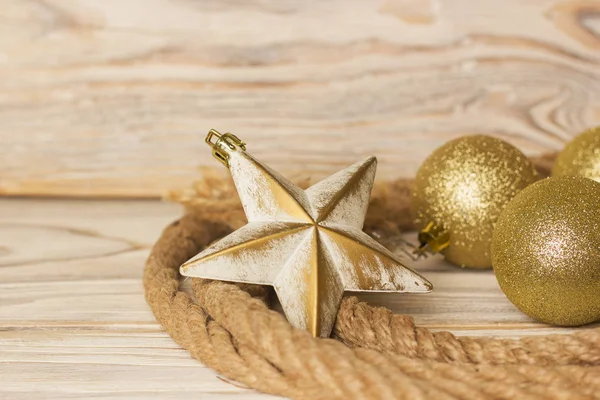 American christmas background with cowboy lasso and christmas decoration on wood table