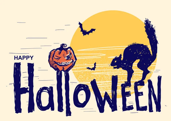 Joyeux Halloween Texte Illustration Vectoriel Lettrage Dessiné Main Pour Design — Image vectorielle