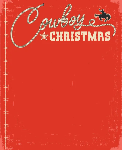 Nyugati Piros Karácsonyi Kártya Kötél Szöveggel Vektoros Backgroundr Illusztráció — Stock Vector