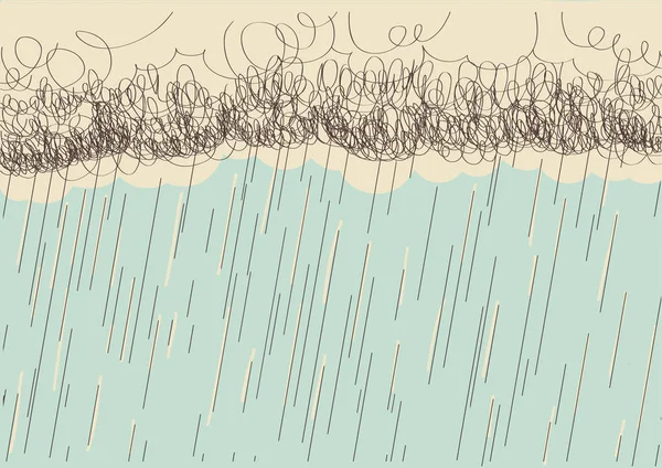 Rain.Vector hand drawn image with dark clouds in wet day