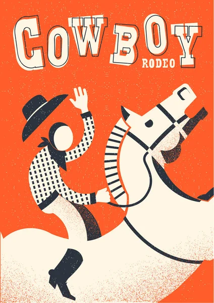 Cowboy Équitation Cheval Sauvage Vector American Rodeo Affiche Fond Avec — Image vectorielle