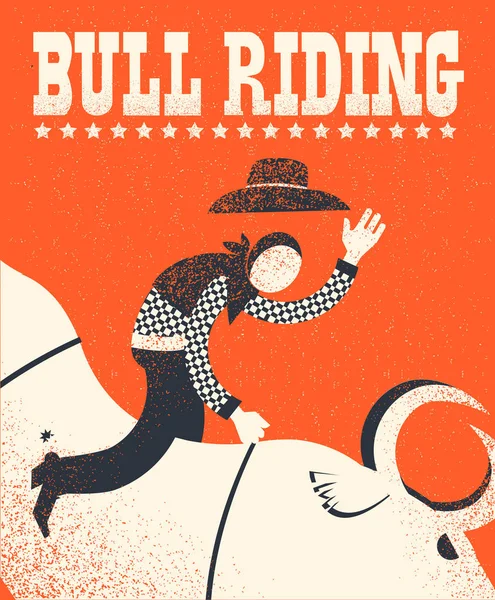 Cartel Toro Caballo Vector American Bull Riding Chempion Sobre Fondo — Vector de stock