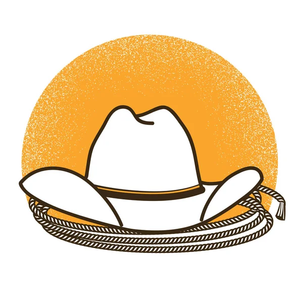 Wild West Simbolo Illustrazione Cowboy Western Cappello Cowboy Lazo — Vettoriale Stock