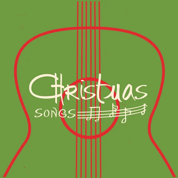 Christmas Guitar Music Poster Vector Old Background Acoustic Guitar Text — Stock Vector