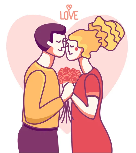 Happy Valentine Day Card Love Couple Man Woman Love White — Stock Vector