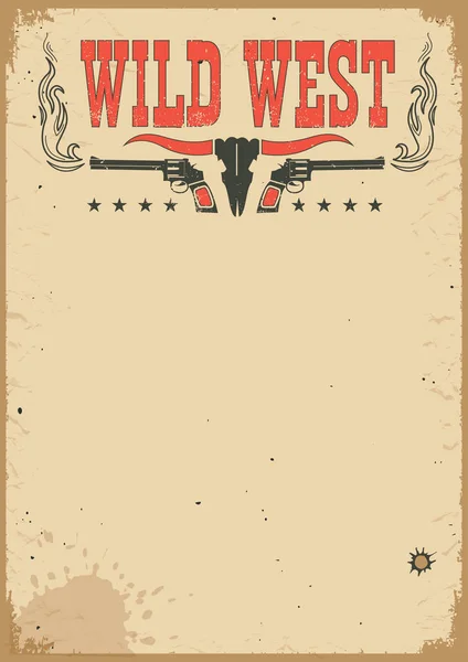 American Cowboy Poster Occidentale Testo Sfondo Vettoriale Con Pistole Decorazione — Vettoriale Stock