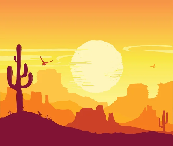 Fondo Naturaleza Del Desierto Americano Paisaje Pradera Vector Arizona Con — Vector de stock