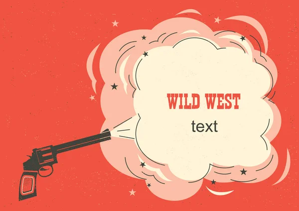 Ilustración occidental con pistola vaquera y espacio para el texto — Archivo Imágenes Vectoriales