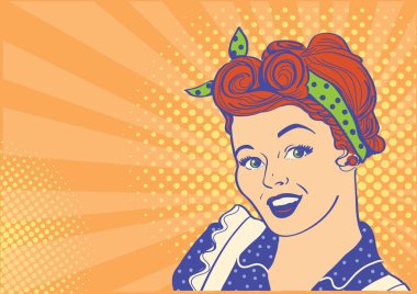 Retro saç stilli genç bir kadın portresi. Vektör illüstrat.