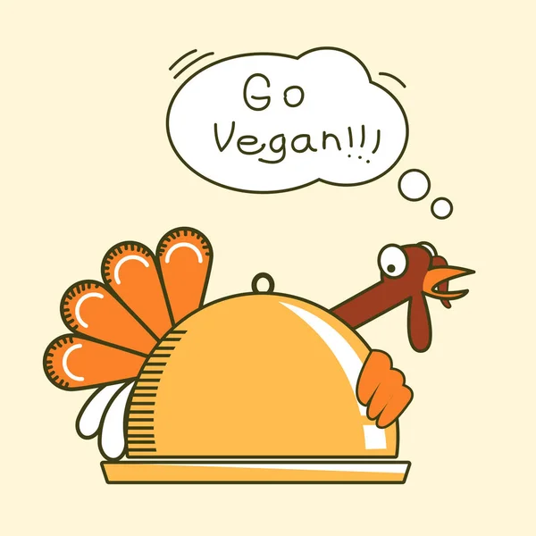 Va végétalien. Thanksgiving dinde oiseau couleur symbole illustration voiture — Image vectorielle