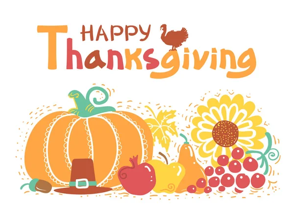 Happy Thanksgiving dag kaart met tekst. Vector mooie handwrit — Stockvector