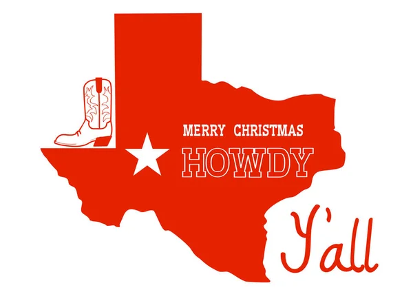 Texas Noel 'i. Haritalı Vektör Amerikan illüstrasyonu — Stok Vektör