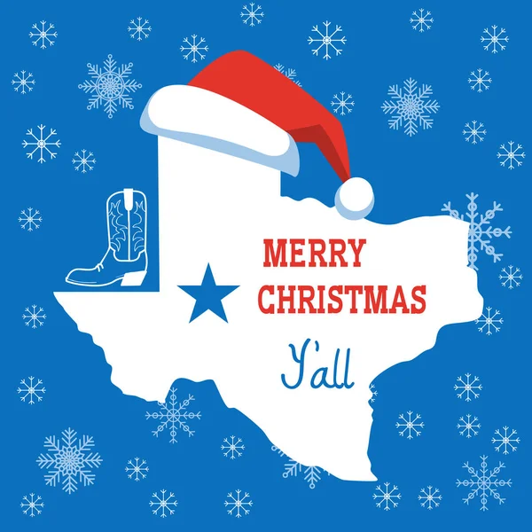 Merry Christmas Texas card. Vector American illustration with ma — Stock Vector