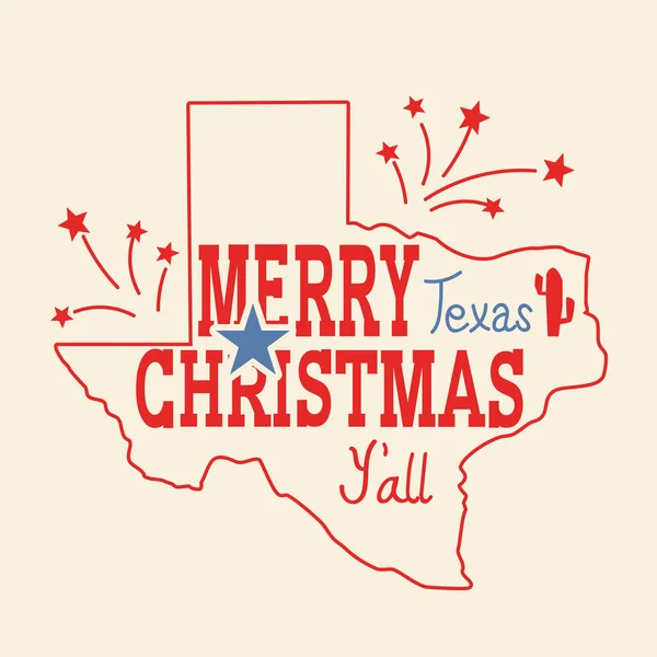 Tarjeta de felicitación de Navidad en Texas. Vector American vintage poster wi — Archivo Imágenes Vectoriales