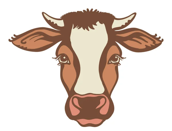 Корова Голова Фермерські Тварини Векторна Кольорова Графічна Ілюстрація Ізольована Білому — стоковий вектор