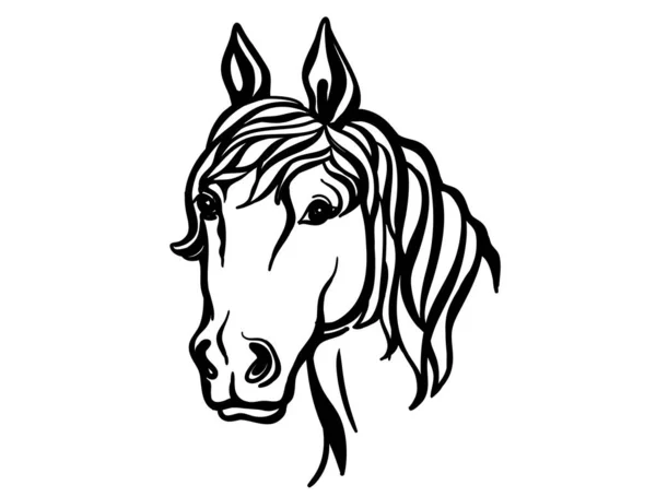 Cabeça Cavalo Sílhueta Vetorial Arquivo Imprimível Animais Criação Isolados Branco — Vetor de Stock
