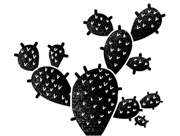 Cactus Silhouette Vintage Black Cactus Old Paper Textute Background Illustration — Stock Vector