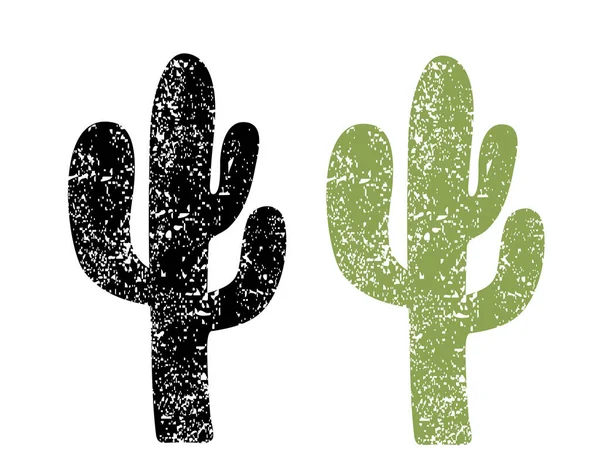 Cactus Silhouette Grunge Cactus Old Paper Texture Background Illustration — Stock Vector