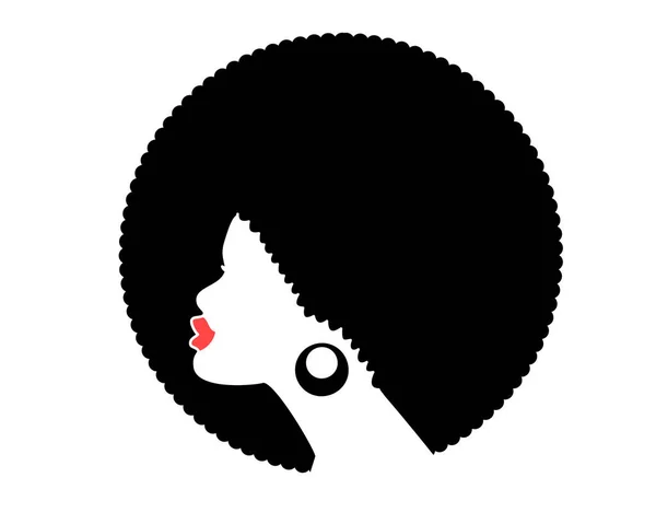 Perfil Mulher Afro Americana Silhueta Preta Modelo Penteado Vetorial Isolado — Vetor de Stock