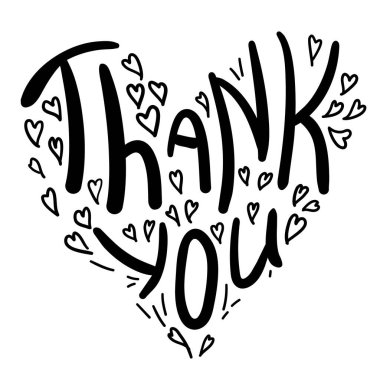 Müzik Gitarlı ve Mesajlı Teşekkürler kartı. Beyaz üzerine el çizimi siyah grafik çizimi