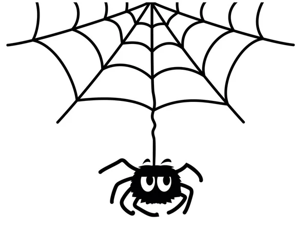 Spider Web Araña Vector Gráfico Negro Ilustración Imprimible Aislada Blanco — Archivo Imágenes Vectoriales