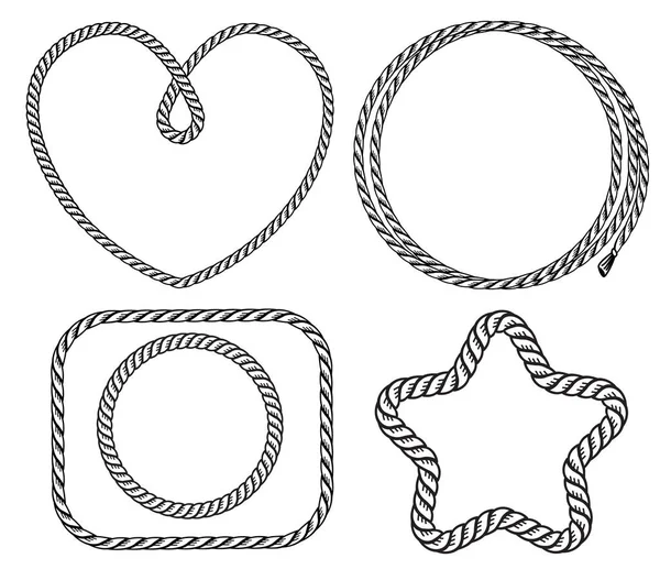 绳子的框架 白色隔离文本或设计的一组绳框架背景 — 图库矢量图片