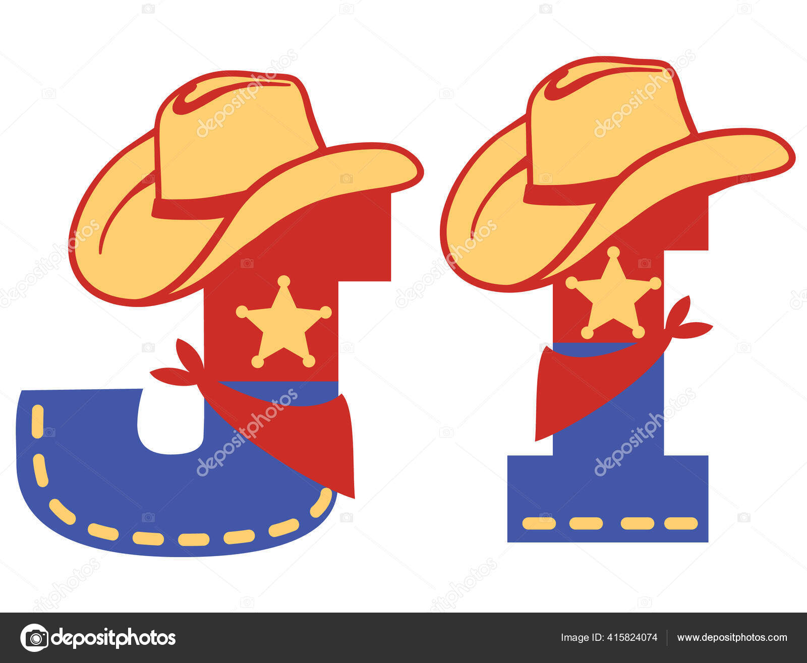 English Alphabet Vector Illustration Letter Western Decoration Cowboy Hat Sheriff Stock Vector Image By C Geraktv