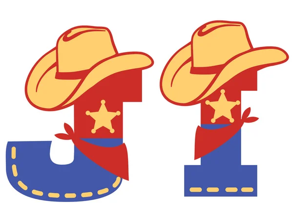 Alfabeto Inglés Ilustración Vectorial Letra Con Decoración Occidental Sombrero Vaquero — Vector de stock