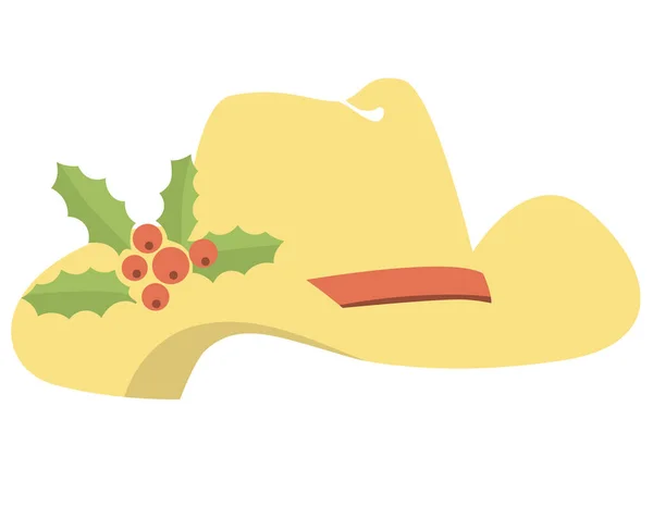 Cowboy Kalap Karácsonyi Magyal Ország Karácsonyi Ünnep Szimbóluma Vector Illusztráció — Stock Vector