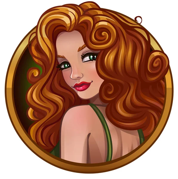 Güzel kızıl saçlı kız portresi — Stok Vektör