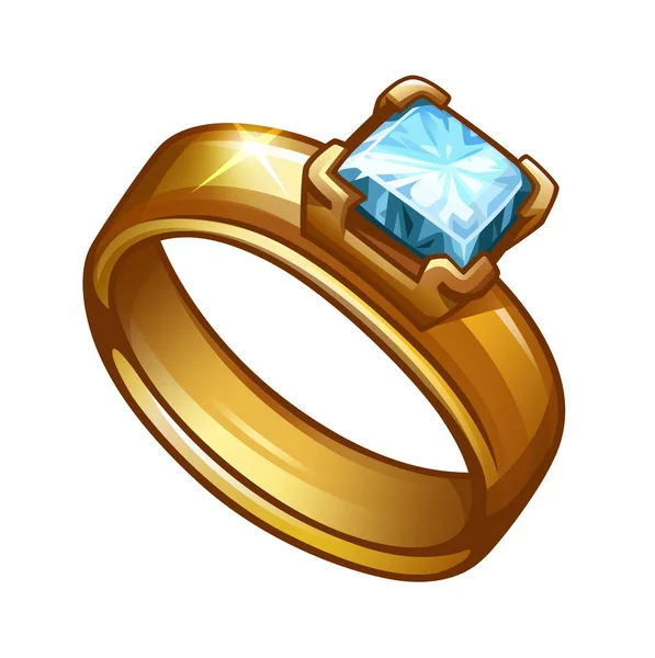 Zlatý prsten s diamantem — Stockový vektor