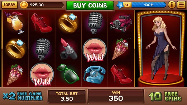 Schermata dei giochi gratis per pin-up slot gioco — Vettoriale Stock