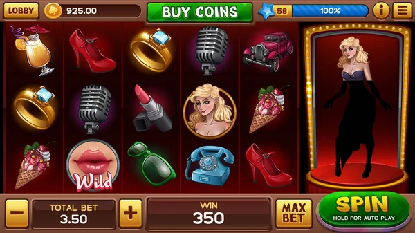 Hoofdscherm voor pin-up slots spel — Stockvector