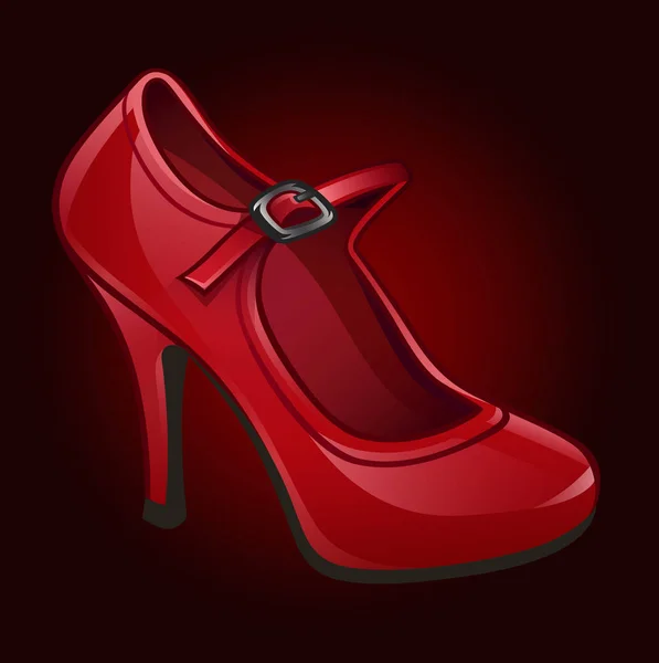 Rode schoen geïsoleerd op donker — Stockvector