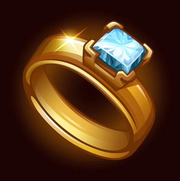 Χρυσό δαχτυλίδι με διαμάντι — Διανυσματικό Αρχείο